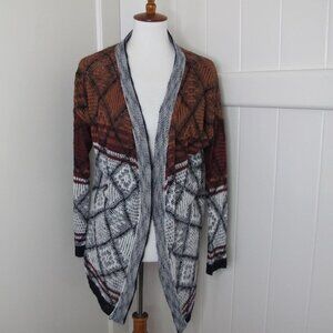 TOBI | Grandpa Texture Patterned Open Front Lightweight Cardigan